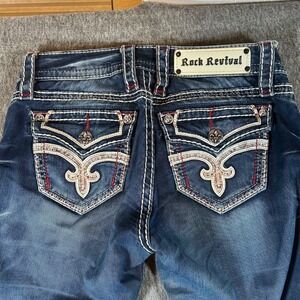 Rock Revival‎ Denim Faux Bootcut Jeans Embellished Womens Size 26 Fits 30x32